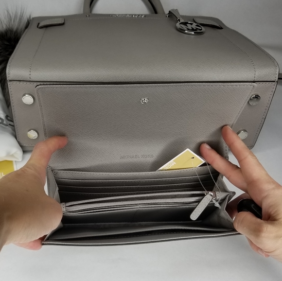 Michael Kors SET 3P Designer PURSE BAG WALLET POM - Picture 6 of 12